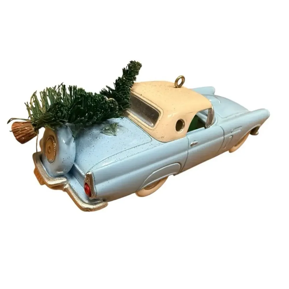 Hallmark Kiddie Car Classic Holiday 56 Thunderbird Light Blue Ornament 10.5cm